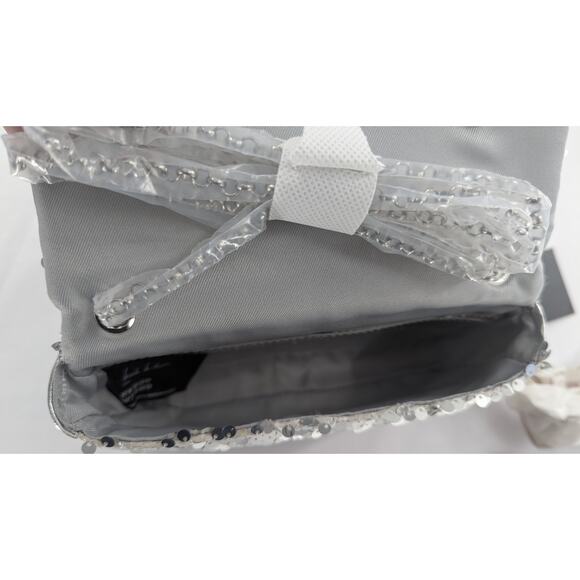 Silver Sequin Shoulder Bag Clutch Purse - Picture 10 of 12